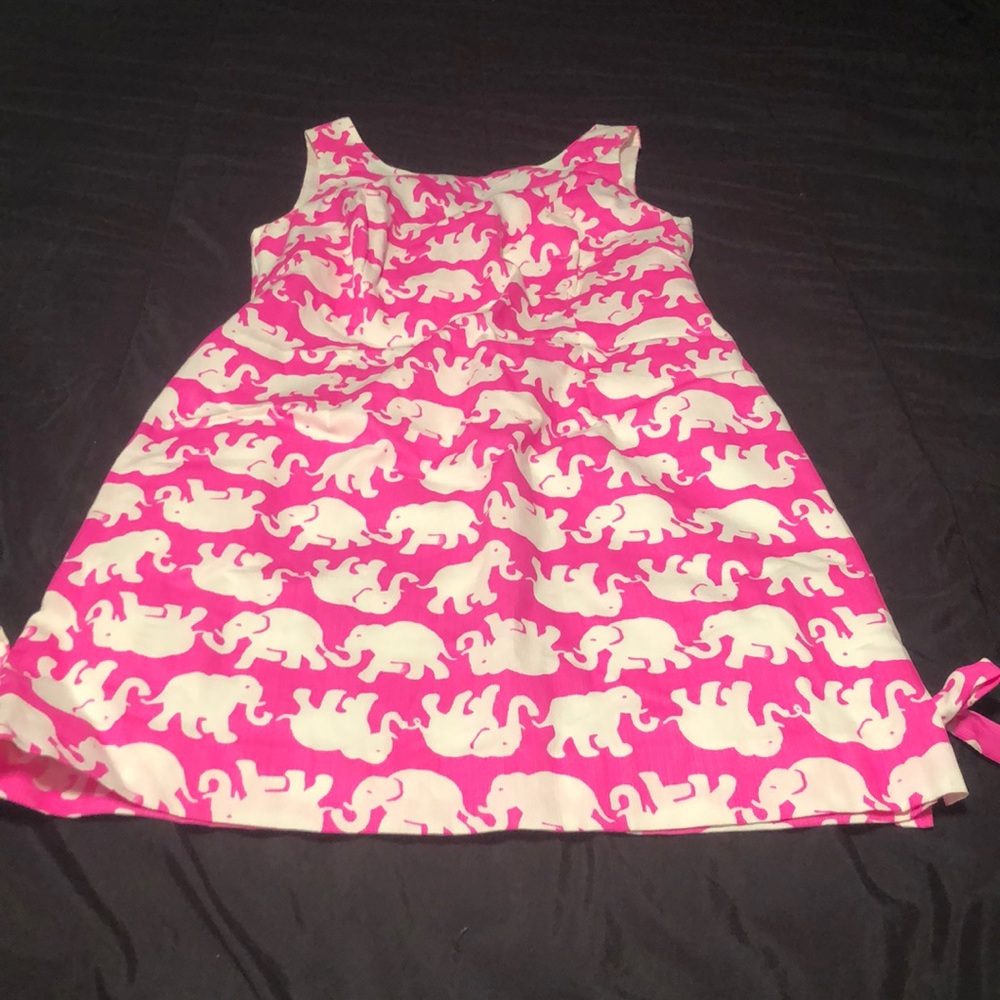 Lilly Pulitzer white & pink elephant design dress